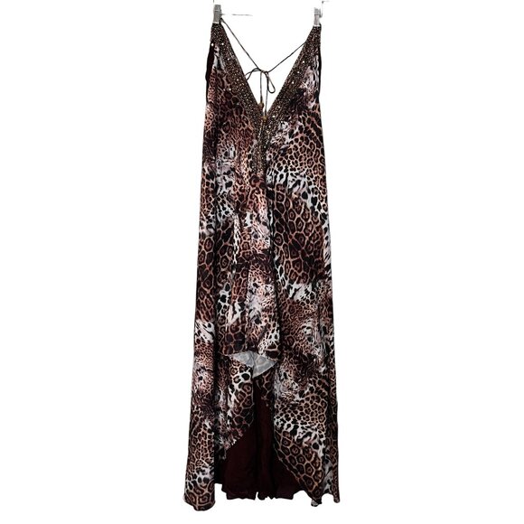 Shahida Parides Dresses & Skirts - Y2K Shahida Parides Convertible Leopard Print Brown Silk Dress Size OS